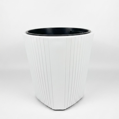 Ghiveci decorativ Lamela Muza cu insert interior, 39 x 39 cm - ALB [2]