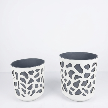 Ghiveci Lamela Duet - set planter - ANTRACIT CU CREM [1]