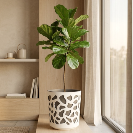 Ghivece flori - Ghiveci Lamela Duet - set planter - ANTRACIT CU CREM