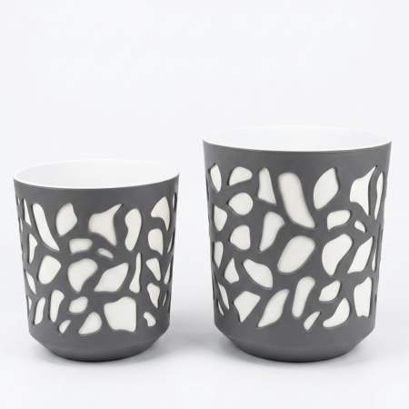 Ghiveci Lamela Duet - set planter - Crem cu Antracit [1]