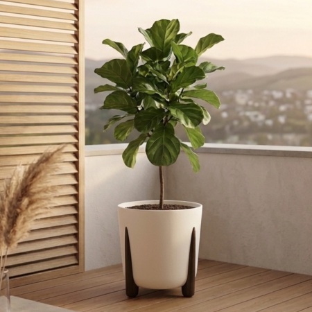 Ghivece flori - Ghiveci decorativ Lamela Frida 30 cm - crem