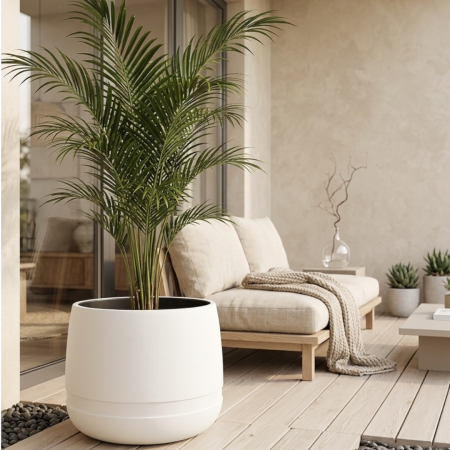 Ghivece flori - Ghiveci decorativ Lamela Koma cu insert interior 48 cm - ALB