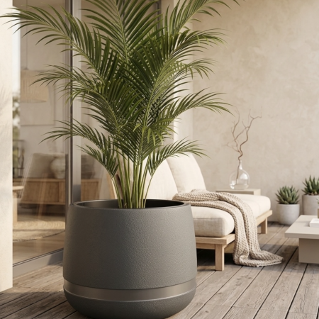 Ghivece flori - Ghiveci decorativ Lamela Koma cu insert interior 48 cm - GRI