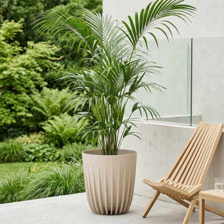Ghivece flori - Ghiveci decorativ Lamela Mira, Crem - 3 dimensiuni (25cm / 30 cm / 39cm)