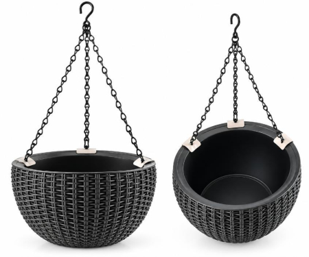 Ghiveci suspendat Keter Hanging Sphere, antracit, 35 × 35 × 24 cm, 8.6 L [1]