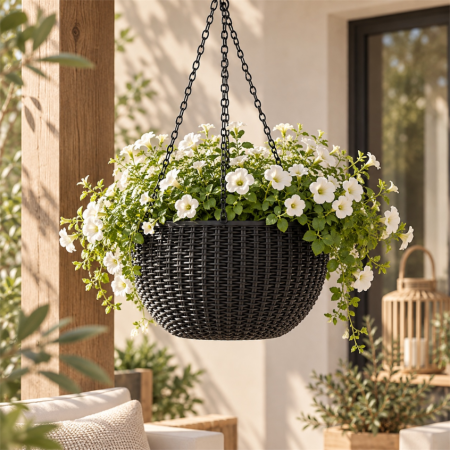 Ghivece flori - Ghiveci suspendat Keter Hanging Sphere, antracit, 35 × 35 × 24 cm, 8.6 L