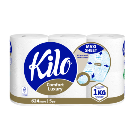 Accesorii curatenie - Hartie igienica Kilo Comfort Luxury, 5 straturi, 6 role