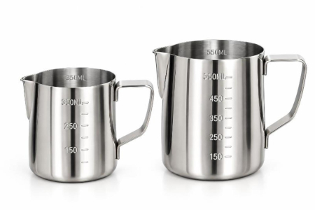Latiera inox pentru spumarea laptelui, cu gradatii si cioc pentru Latte Art, 350 ml / 550 ml [2]