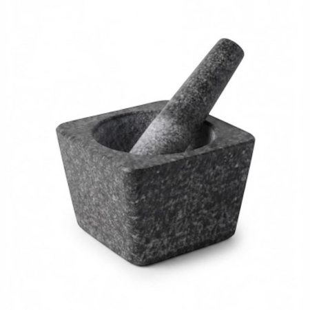 Mojar patrat din granit natural Perfect Home, 16.5 cm, negru [1]