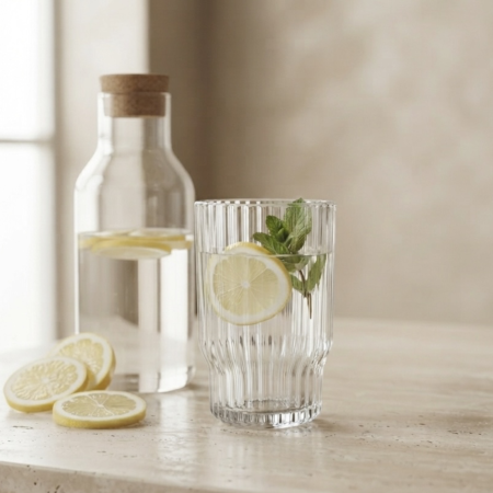 Pahare - Pahar din sticla striata Ambition Rillet, 346 ml