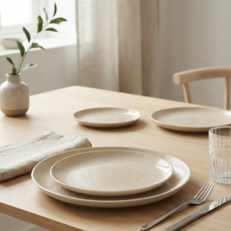 Farfurii - Serviciu de masa Ambition Playa, 18 piese, 6 persoane, ceramica, bej