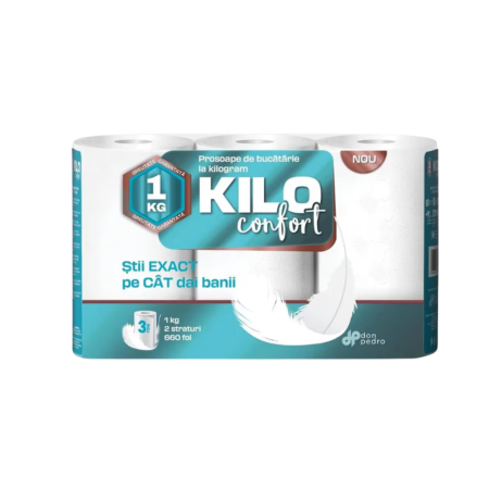 Accesorii curatenie - Set 3 prosoape de hartie KILO Comfort Monorola, 2 straturi, 660 foi