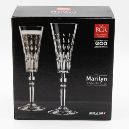 Set 6 pahare de sampanie din cristal Luxion cu picior RCR Marilyn, 170 ml [2]