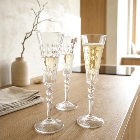 Pahare - Set 6 pahare de sampanie din cristal Luxion cu picior RCR Marilyn, 170 ml