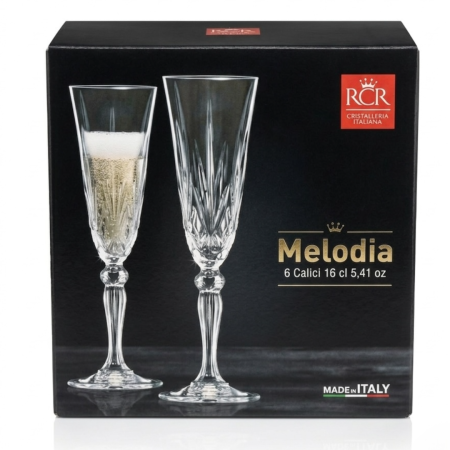 Set 6 pahare de sampanie din cristal Luxion Melodia RCR, 160 ml [2]