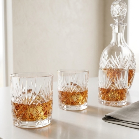Pahare - Set 6 pahare pentru whisky din cristal Luxion, Melodia RCR, 340 ml