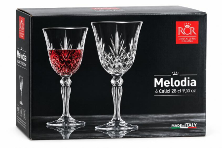 Set 6 pahare vin RCR Melodia, cristal, 280 ml, Made in Italy [2]