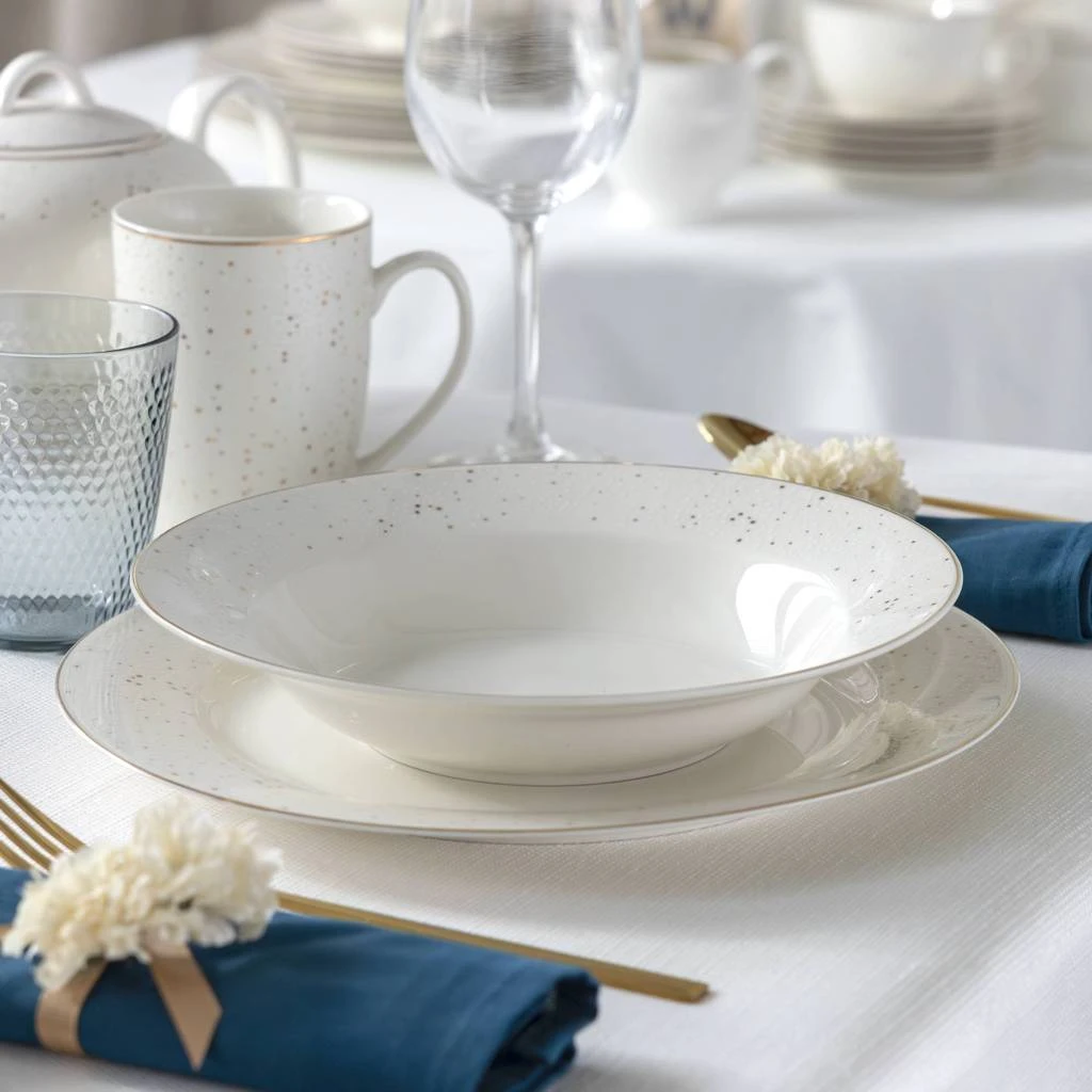Set farfurii Ambition Aurelia, 18 piese, 6 persoane, portelan alb cu detalii aurii [3]