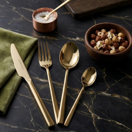 Tacamuri - Set tacamuri 24 piese din inox, Ambition Como Gold (Auriu) - pentru 6 persoane