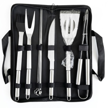 Set ustensile pentru gratar Bohmann , 9 piese, inox, cu geanta de transport [1]