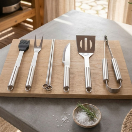 Cutite si ustensile bucatarie - Set ustensile pentru gratar Bohmann , 9 piese, inox, cu geanta de transport