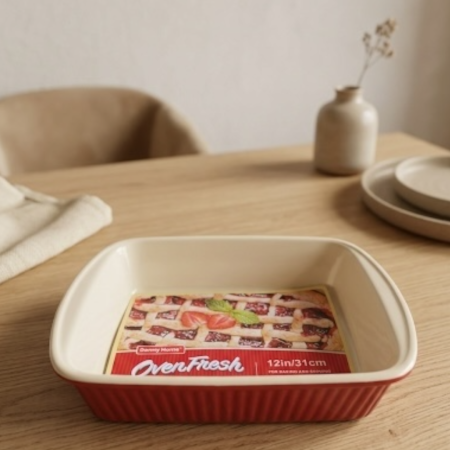 Tava ceramica pentru copt dreptunghiulara 31x22x7 cm, Rosu [1]