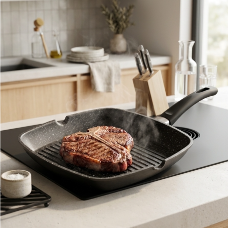 Tigai - Tigaie Grill Royalty Line cu acoperire marmorata, 28 cm