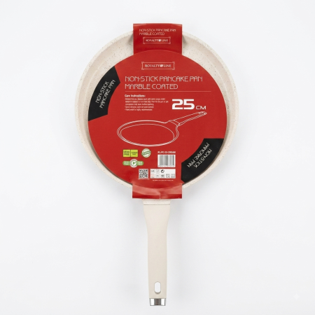 Tigaie pentru clatite Royalty Line, 25 cm, acoperire antiaderenta marmurata, crem [1]