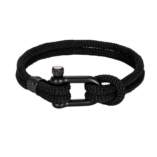 Bratara barbateasca nautica din franghie, Tessero, negru [1]