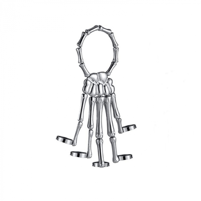 Bratara cu inele pentru toata mana, model skeleton, unisex, argintiu, Tessero [2]