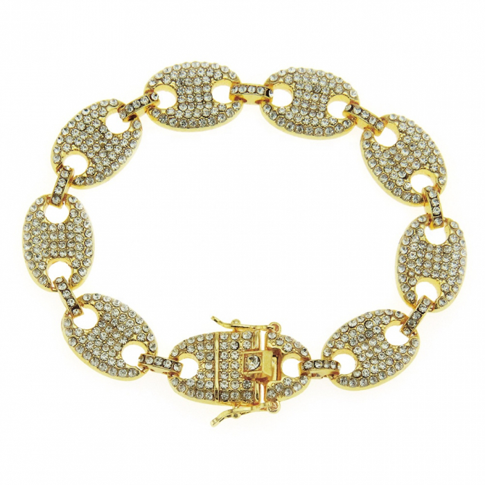 Bratara Cuban Chain, placata cu aur 18K si cristale zirconiu, 20 cm, auriu [1]