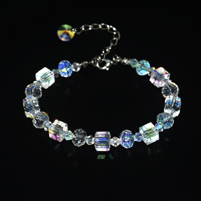Bratara de dama, cristal irizat cu reflexie in diferite culori, model in forme geometrice, marime reglabila, Tessero [1]