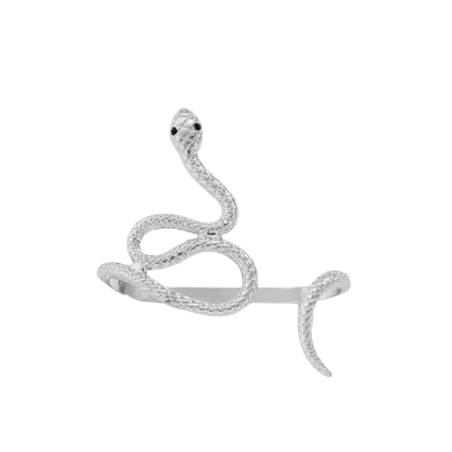 Bratara de dama joasa tip bangle, model in forma de sarpe infasurat, placat cu argint, Tessero, argintiu [3]