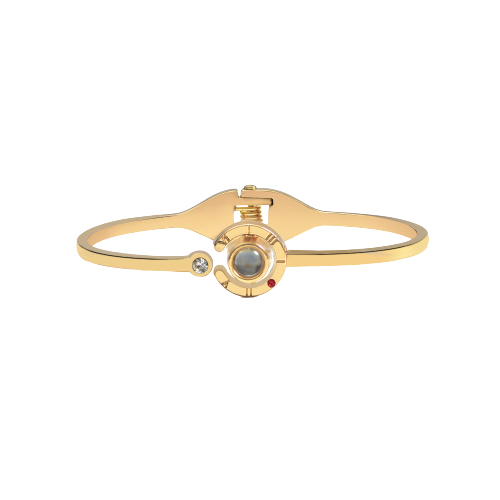 Bratara de dama tip Bangle fixa cu proiectie " Te iubesc " in 100 de limbi diferite, placat cu aur 18K, otel inoxidabil, auriu [1]