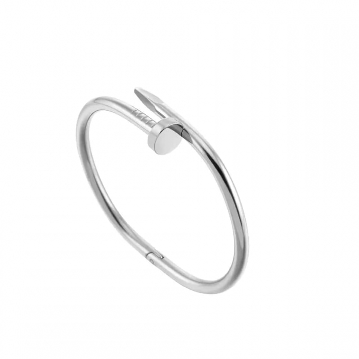 Bratara de dama tip Bangle fixa, model in forma de cui, otel inoxidabil, placata cu aur 18K, marime universala, argintiu [1]
