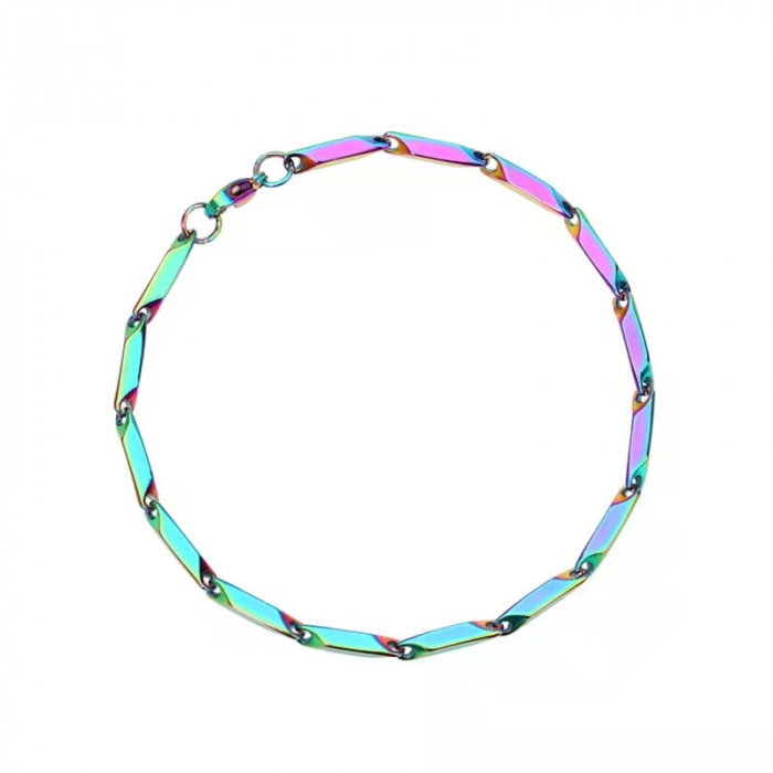Bratara din otel inoxidabil cu efect de curcubeu, model tip lant, culoare rainbow, Tessero, 17+5 cm, unisex, multicolor [4]