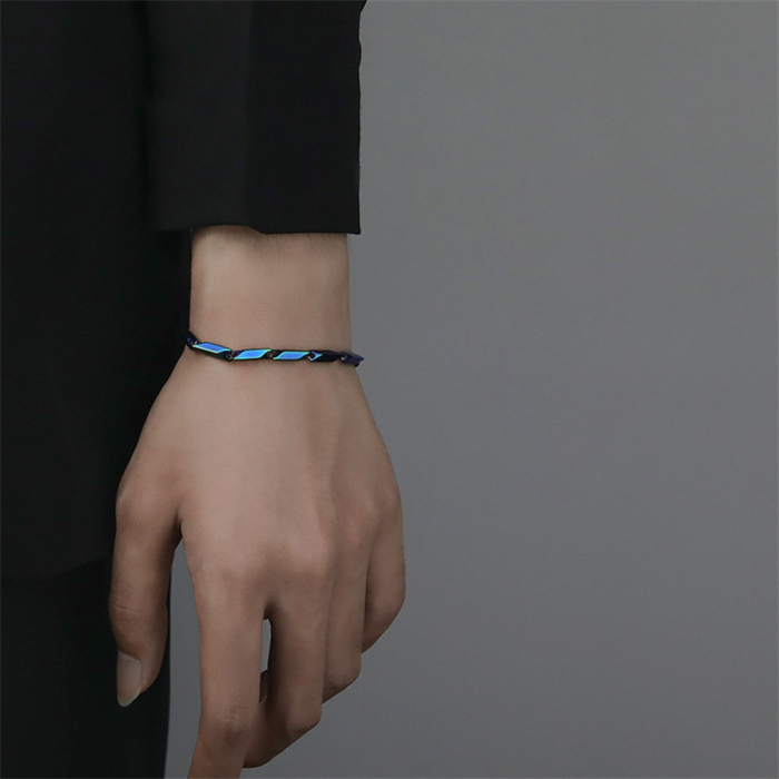 Bratara din otel inoxidabil cu efect de curcubeu, model tip lant, culoare rainbow, Tessero, 17+5 cm, unisex, multicolor [3]