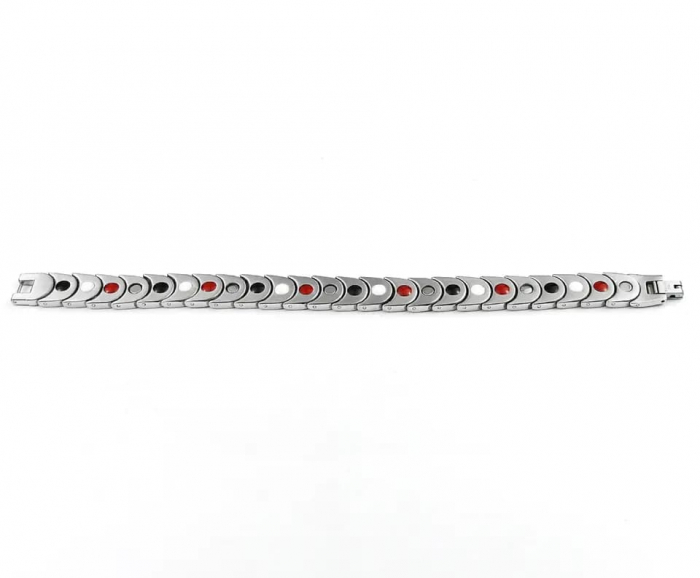 Bratara magnetica si terapeutica pentru o stare de bine si protectie, antidepresie, model tip solzi, otel inoxdaibil, placata cu aur 18K, Tessero, argintiu si auriu [3]