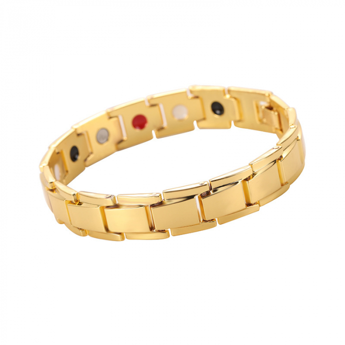 Bratara magnetica si terapeutica pentru o stare de bine si protectie, placata cu aur 18K, auriu [1]