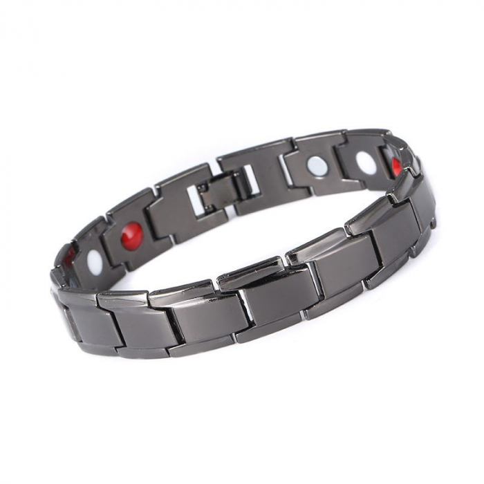 Bratara magnetica si terapeutica pentru o stare de bine si protectie, placata cu aur 18K, negru [1]