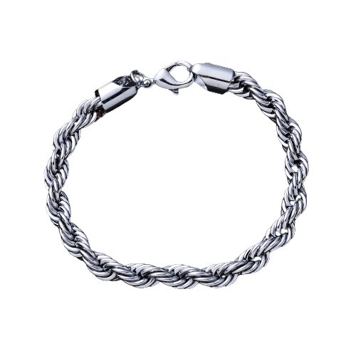 Bratara Rope din lant masiv, otel inoxidabil, 21 cm, argintiu [1]