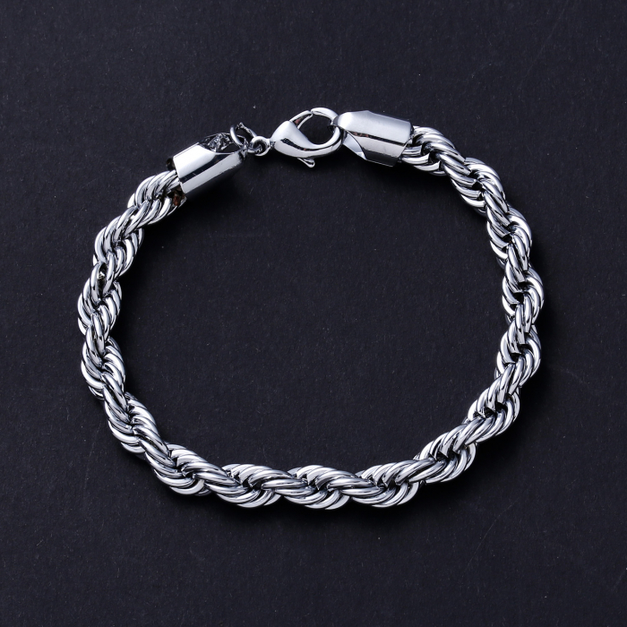 Bratara Rope din lant masiv, otel inoxidabil, 21 cm, argintiu [2]