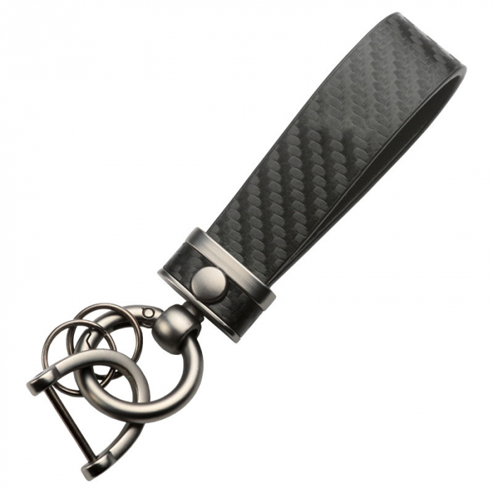 Breloc cu model carbon, maner de prindere, pentru chei si genti, unisex, negru [2]