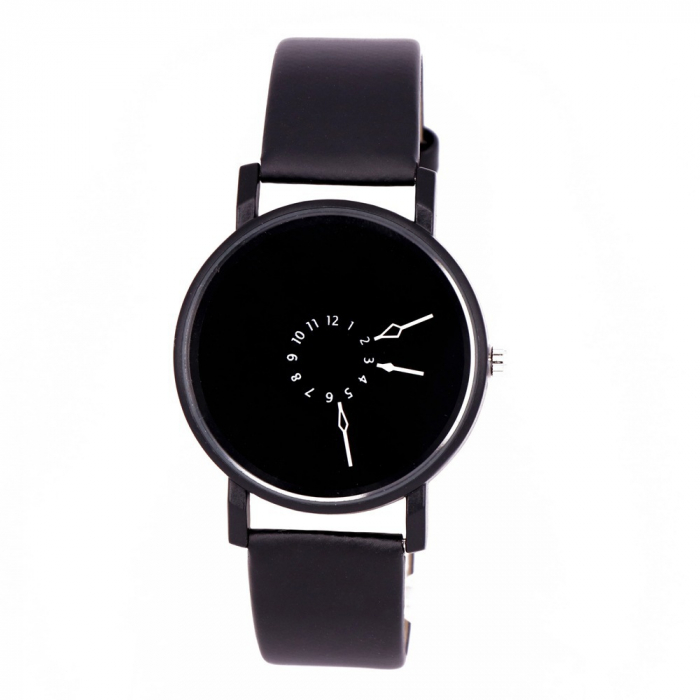 Ceas de mana rotund analog, model creativ cu sageti, mecanism quartz, unisex, Tessero, negru [1]