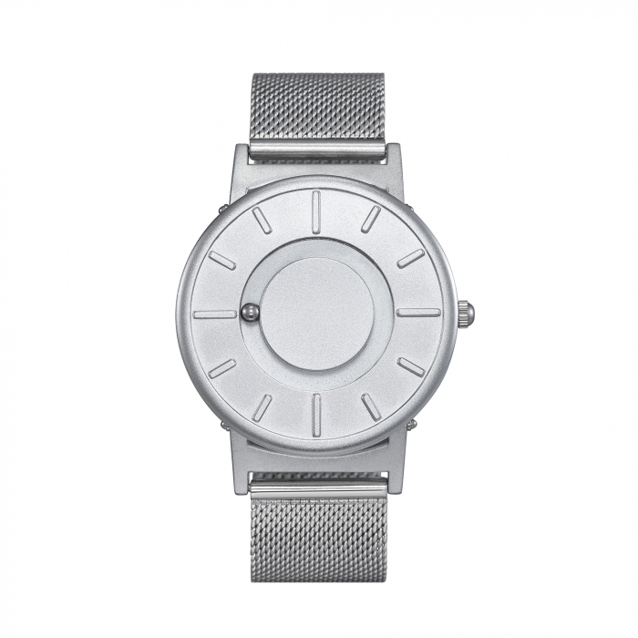 Ceas Eutour E014 cu bilute actionate magnetic, mecanism quartz elvetian, otel inoxidabil, argintiu [1]
