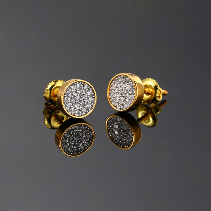 Cercei de dama, model tip stud cu pietre zirconiu, placat cu aur 18K, otel inoxidabil, Tessero, auriu [1]