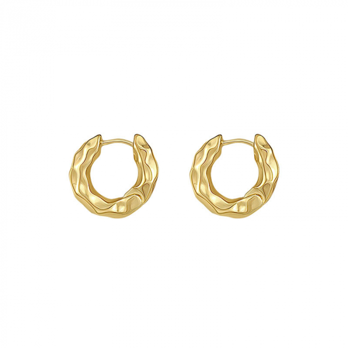 Cercei de dama rotunzi, model incretit, placat cu aur 18K, Tessero, auriu [3]
