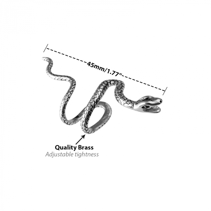 Cercel pentru toata urechea tip earcuff, unisex, model sarpe, placat cu argint, Tessero, argintiu [2]
