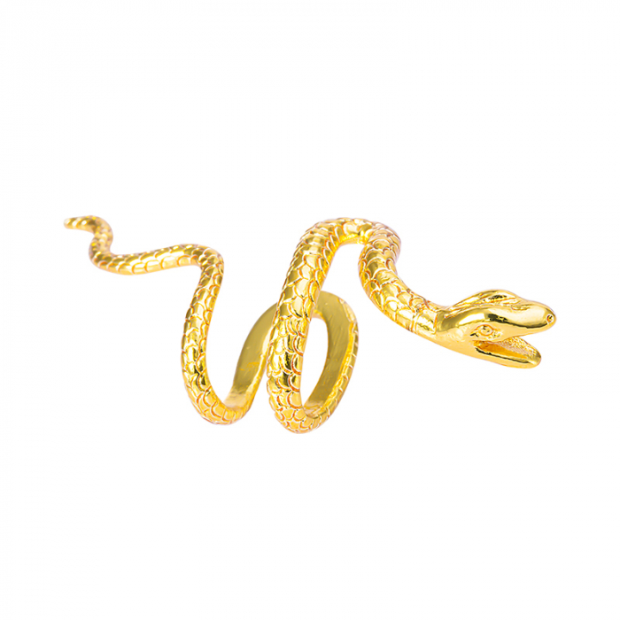 Cercel pentru toata urechea tip earcuff, unisex, model sarpe, placat cu argint, Tessero, auriu [1]