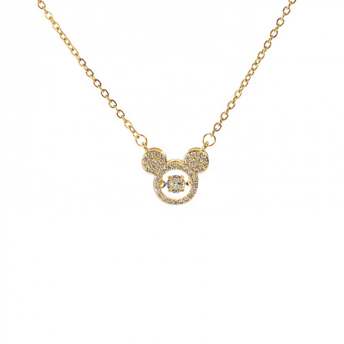 Colier cu pandantiv in forma de Mickey Mouse, pietre zirconiu, placat cu aur 18K, auriu [1]